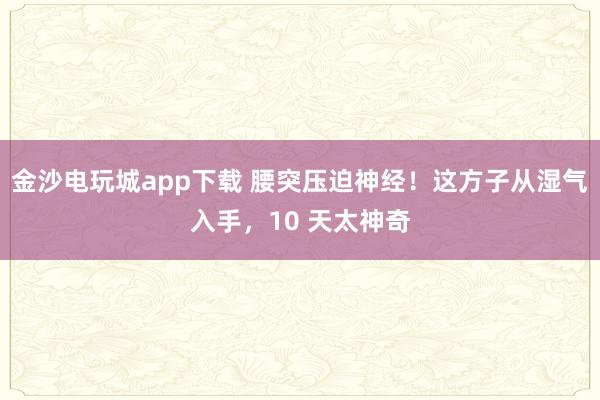 金沙電玩城app下載 腰突壓迫神經！這方子從濕氣入手，10 天太神奇